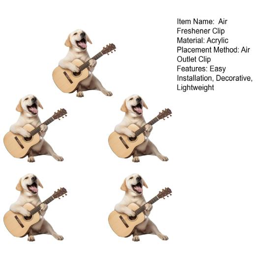 Air Freshener Clips Cute Guitar Dog Car Vent Clip 2D Dashboard Decor for Dog Lovers Easy Clip-On Lightweight Novelty Gift for Car Interior