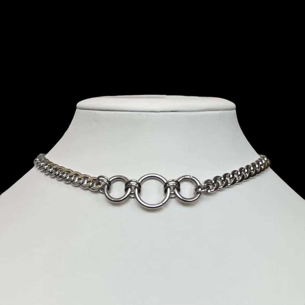 

Punk Gothic Style Silver Color Double-layer Chain O-ring Pendant Necklace for Woman Collarbone Necklace Personality Jewelry Gift