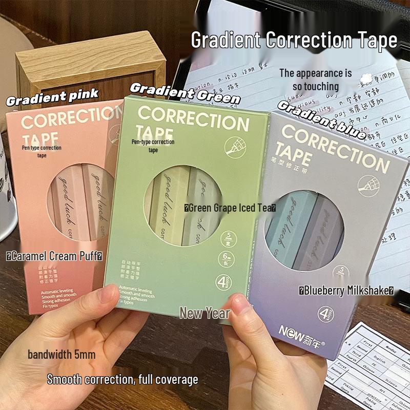 Gradient Pen-Style Correction Tape, Silent and Smooth, Large Capacity, Non-Breakable