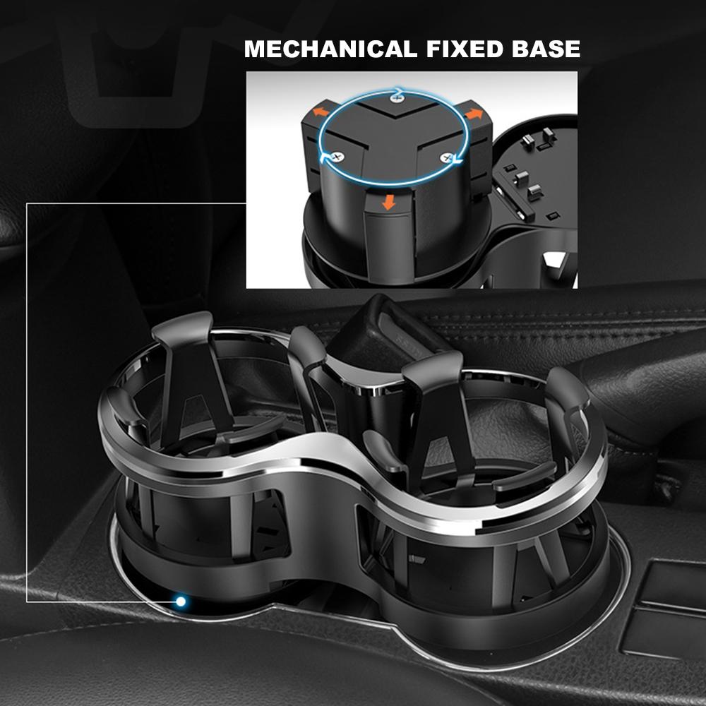 Car Cup Holder 2 in 1 Double Hole Water Bottle Car Cup Holder Universal Cup Holder with Adjustable Base Plastic Fits Most Soda