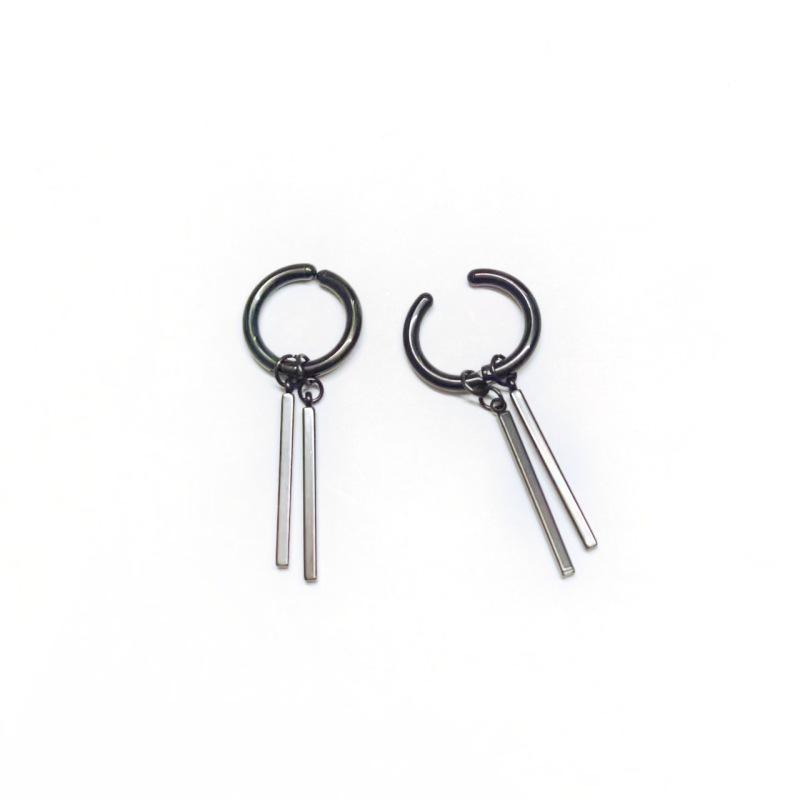 Trendy Titanium Steel Rectangular Stud & Drop Earrings for Men and Women - High-End Long Bar Design In Cold Style
