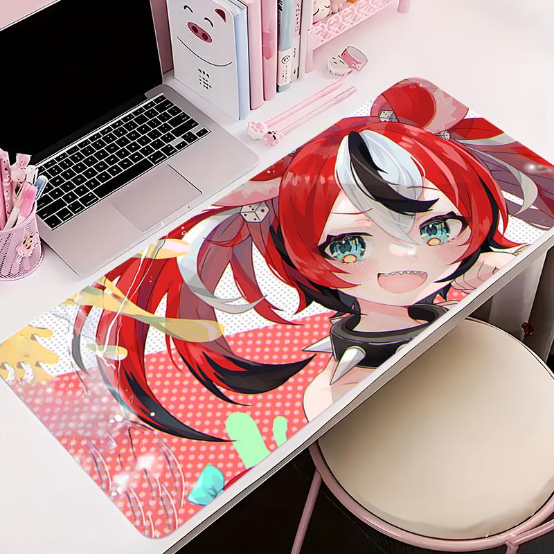 Mouse Pad Anime NonSlip Rubber Mousepad Office Desk Mat Gaming PC Accessories Large Gamer Hhololive Hakos Baelz Keyboard Mat