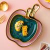 Creative Gold Edged Handle Ceramic Plate, Tableware, Dishes, Dessert Plate, Home Breakfast Plate, Kitchen, Restaurant Utensils