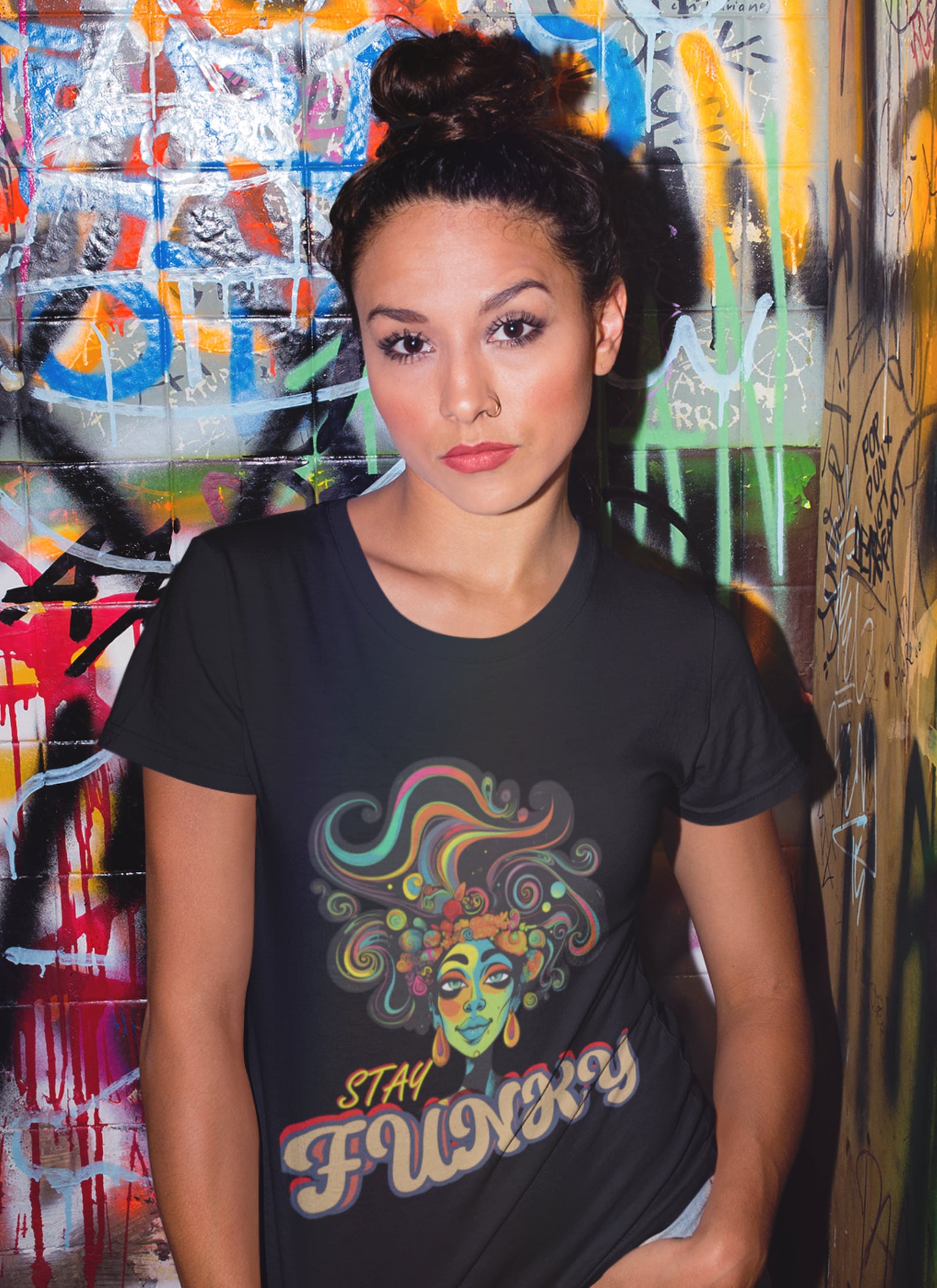 Afro Goddess T-Shirt: Colourful Empowering Design M