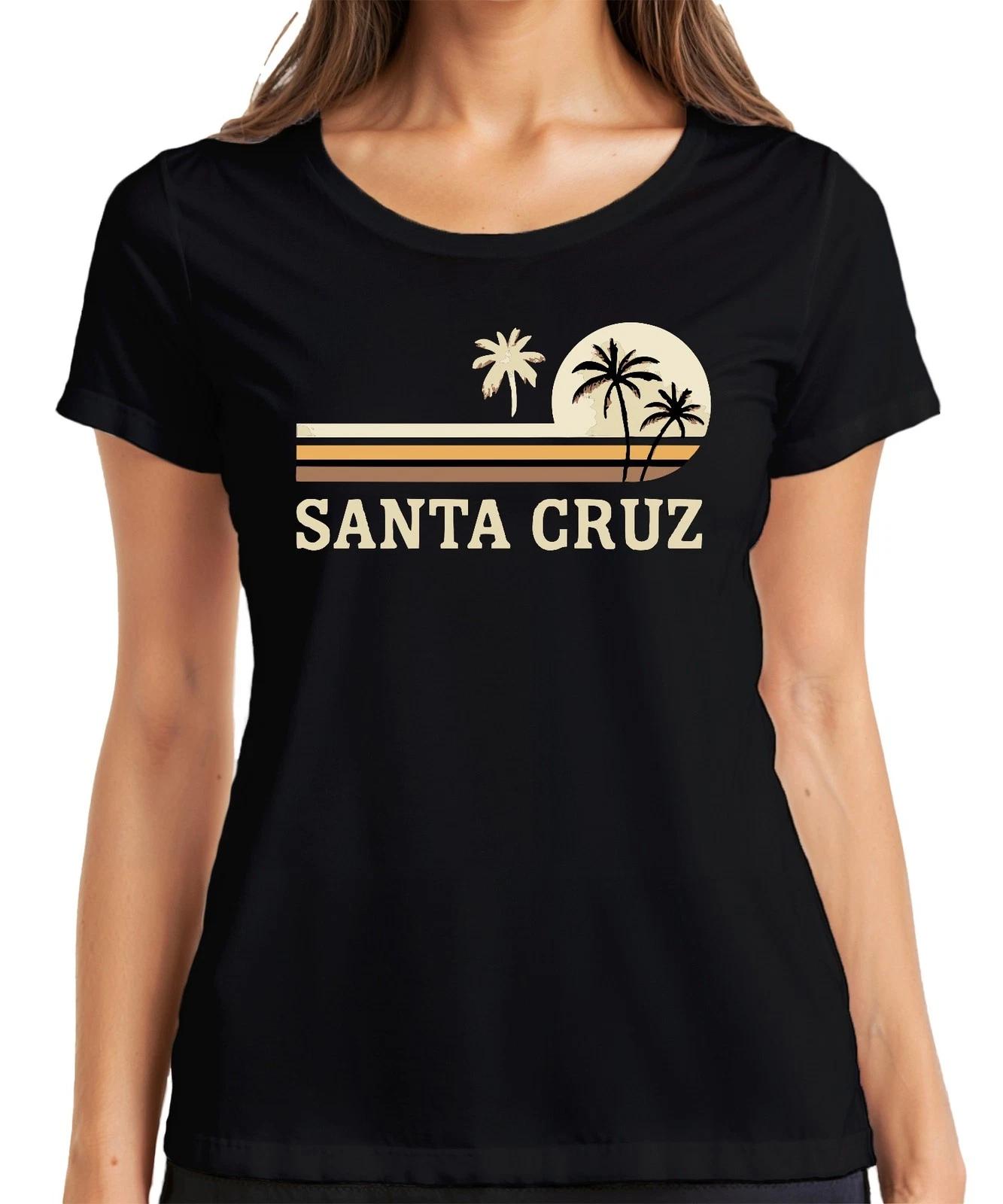 SANTA CRUZ Surfen Kalifornien Strand Palmen Vintage Retro Sonne Damen T-Shirt XXXXL