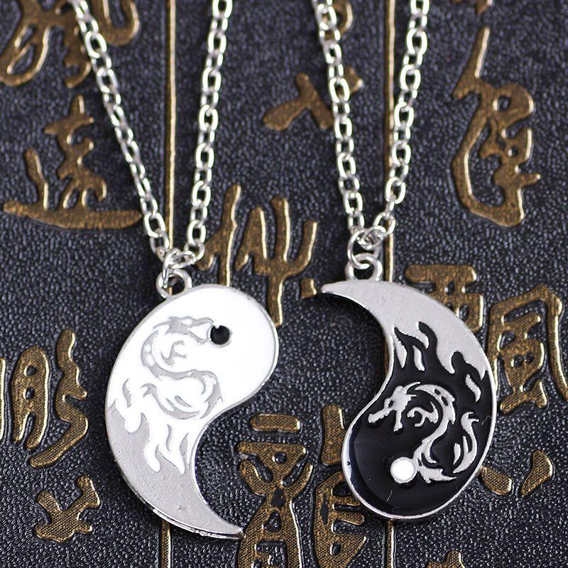 Couple Pendant Necklace Bagua Dragon Totem Splicing Necklace