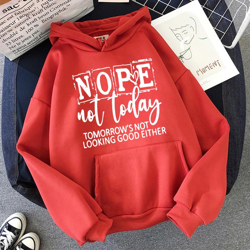 

Одежда 90-х Женские повседневные худи с карманом-кенгуру Графические винтажные худи Смешные с принтом букв NOPE Not Today Толстовки Пуловеры XL