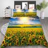 Sunflower Pattern Deluxe Household Bedding Set Full-size Quilt Cover and Pillowcase Plant Print Washable and Comfortable Bedroom Bedding