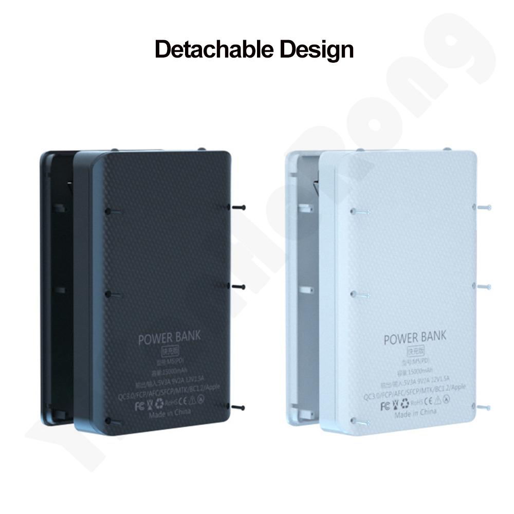 5*18650 Power Bank Case Dual USB For Mobile Phone Charger DIY Shell 18650 Battery Holder Charging Box With LED Flashlight