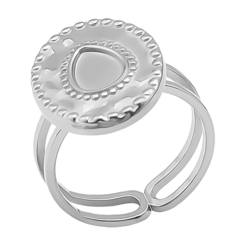 Geometria Semplice Moda Acciaio Inossidabile Anelli Aperti Per Donne Uomini Accessori Colore Argento Cuore Sole Rotondo Base Vuota Fai da Te Anillos