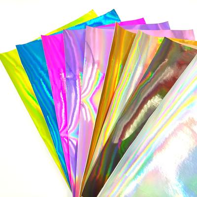 A4 20*30cm Laser Hologram Iridescent Faux PU Leather Sewing Fabric For Bag Dress Craft Cloth DIY Bow Earring Material