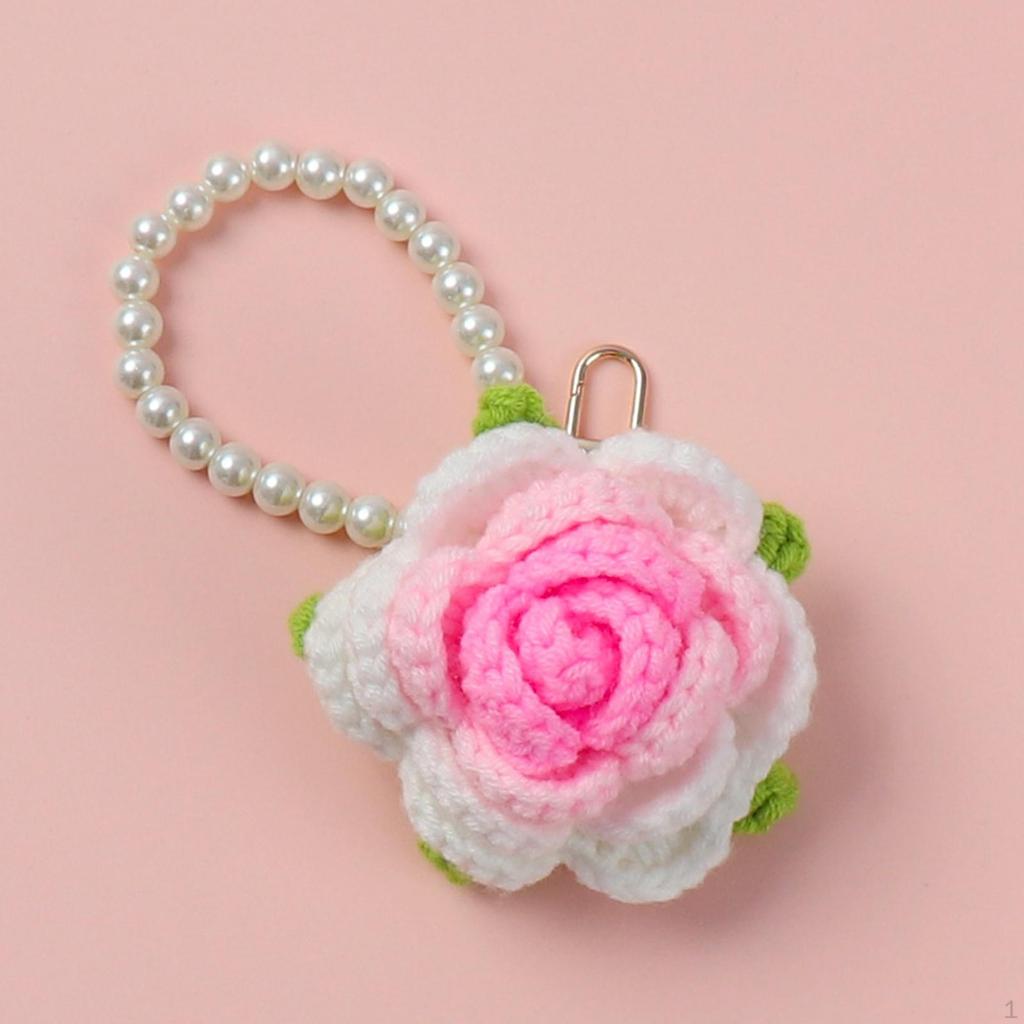 Rose Key Chain Bag Keyring Gift Stylish Accessories Charm Handwoven Pendant Keychain for