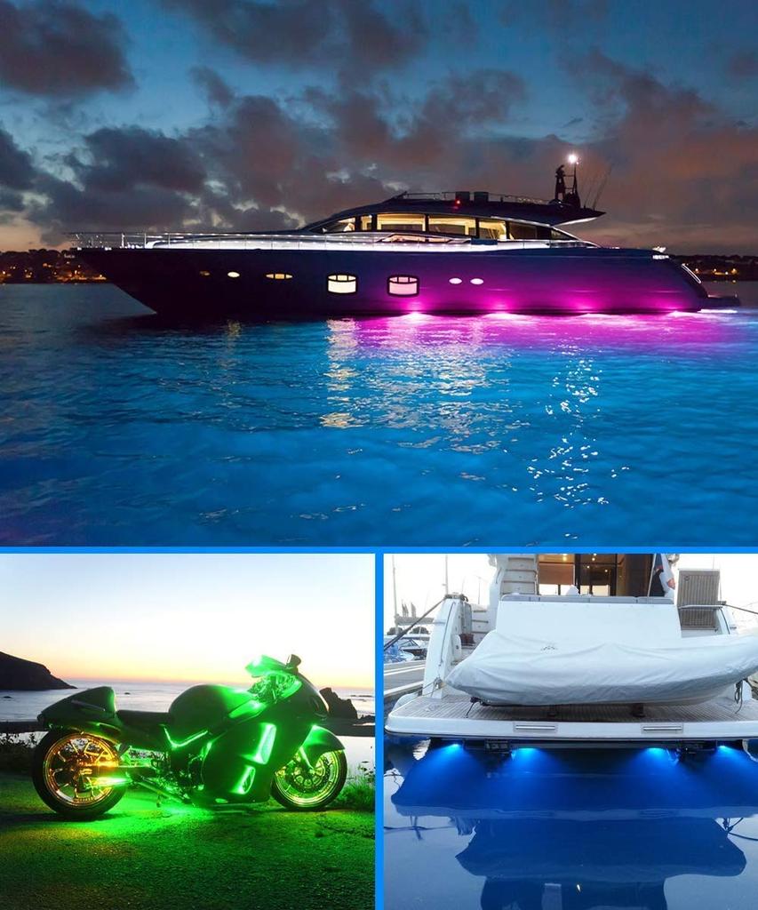 GREENBEAN Jimny LED Chassis Strip Car Underlight Kit with Multiple Music Brake and Steering Multiple Lighting Flowing RF Remote Set for Car Chassis