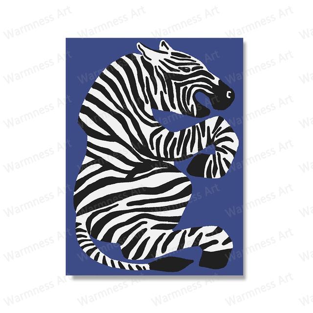 Jungle Tiger Striped Wall Art Oil Painting Poster Green Feather Print Living Room Decoration Picture