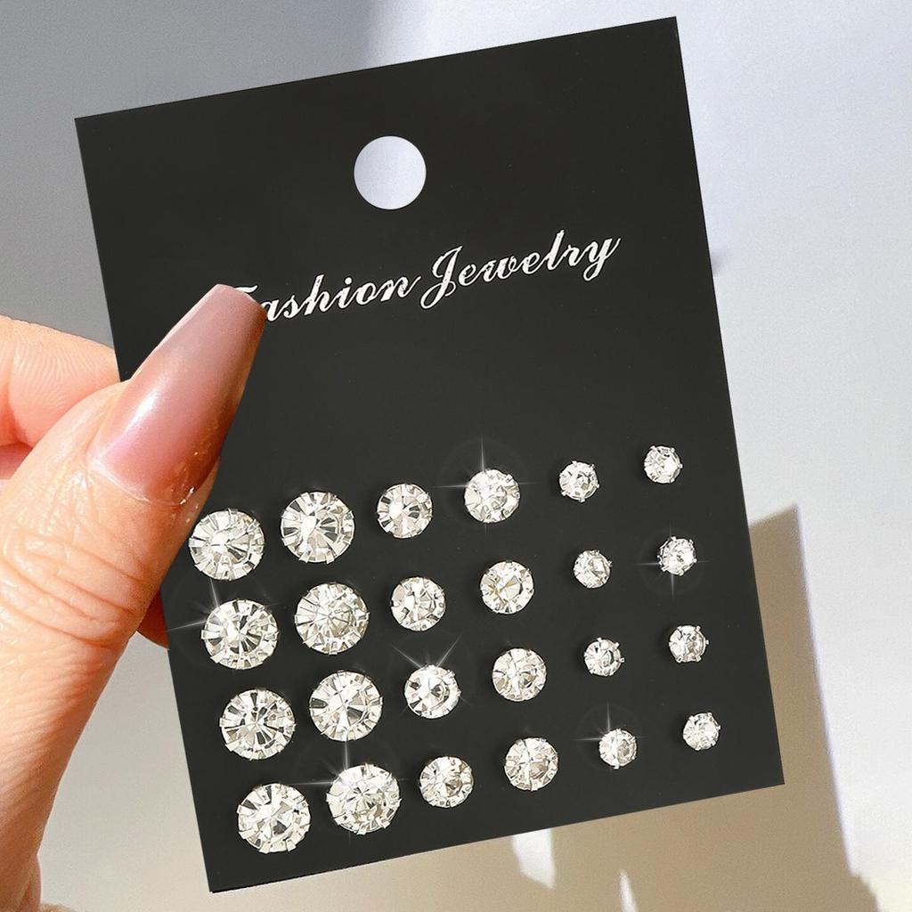Zircon Pearl Stud Earrings: 12-Pair Set - Unisex, Simple Fashion, Student Style