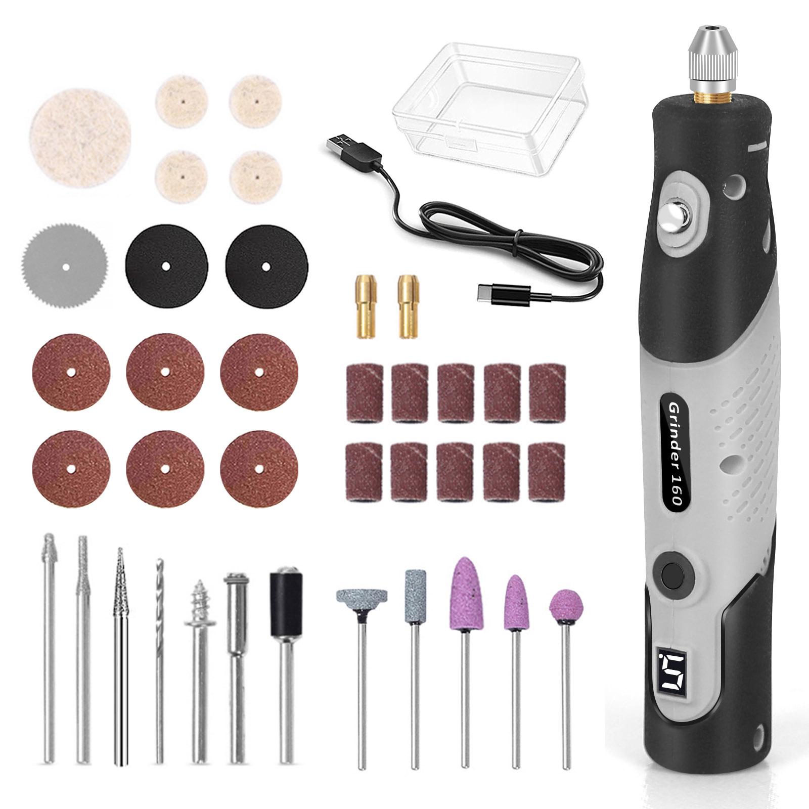 

Mini Cordless Rotary Tool 5 Speed Grinder Kit Accessories Rechargeable Art Craft Tool for Sanding Polishing Grinding