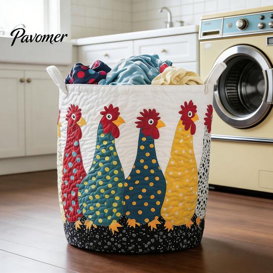 Cozy Laundry Hamper Quilted Basket, Thick Durable Fabric Storage Hamper, with Lightweight Basket Reinforced Handles, Clothes Toys Organizer