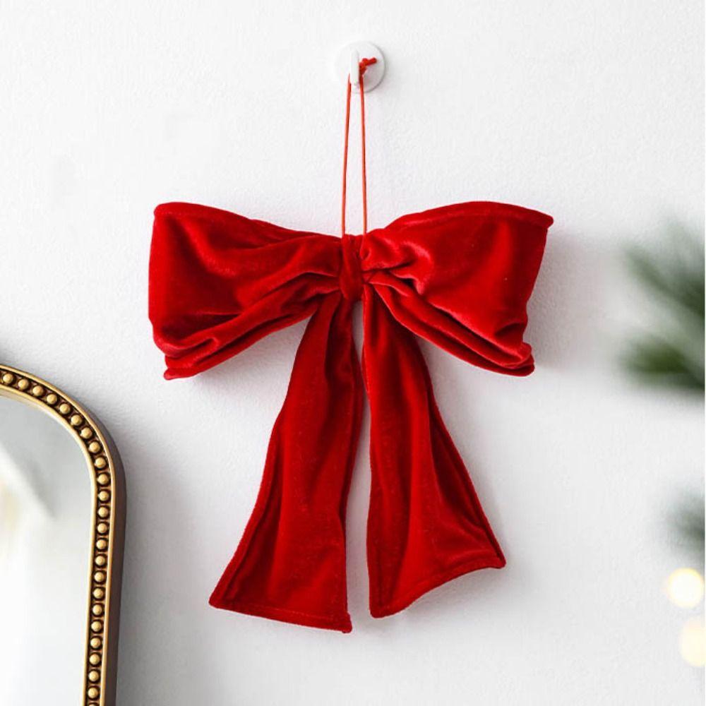 Neuer roter Schleifenanhänger verformbar Flanell Aufhängbarer Weihnachtsanhänger Große DIY Weihnachtsbaumdekorationen Frohe Weihnachten