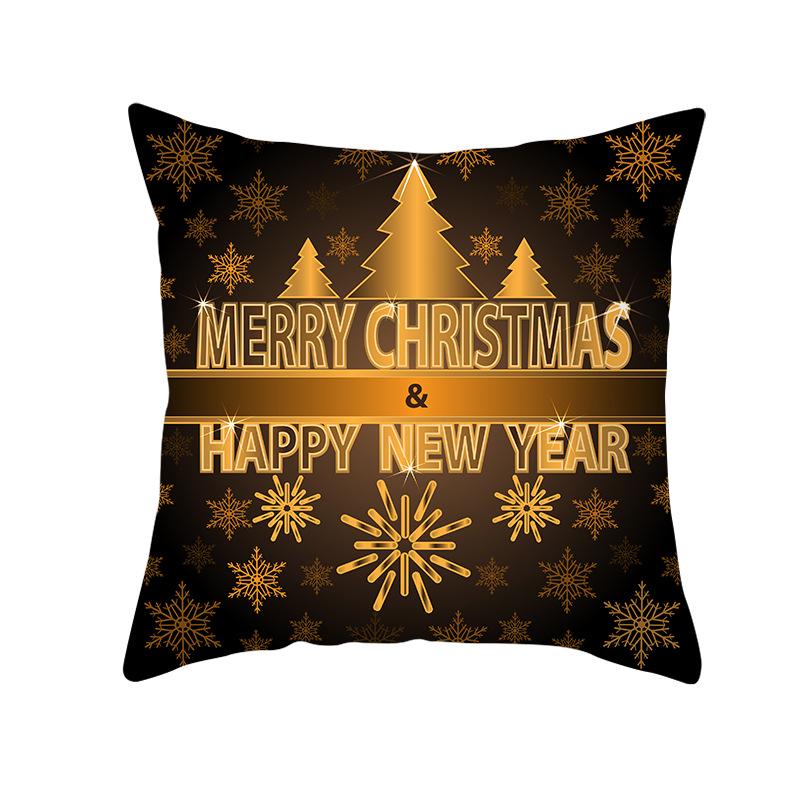Golden Christmas Peach Velvet Cushion Cover New Digital Printed Square Cushion Cover Cushion Cover
