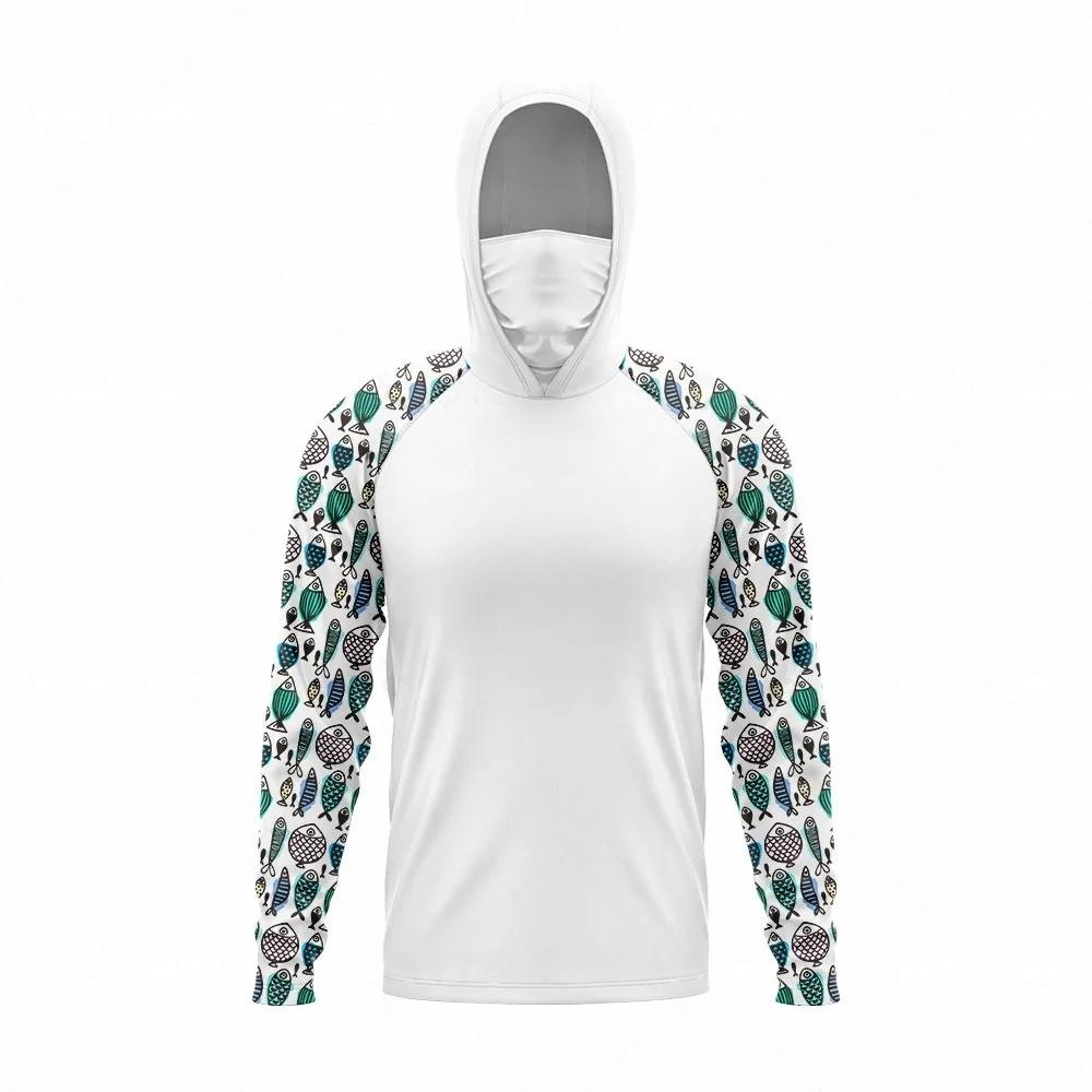 MALFC Roupa de Pesca Masculina Camisa de Pesca com Capuz Camiseta de Pesca de Manga Longa Proteção UV