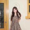 Women's Summer College Style Slimming Dress - Square Neck, High-Waisted, Small Fresh, Sweet Short Skirt