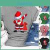 Damen Nikolaus Dabbing Print T-Shirt Weiches Bequemes Weihnachtliches Kurzarm-T-Shirt