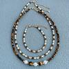 Tiger Eye & Mother-of-Pearl Beaded Choker Necklace for Women - Elegant Clavicle Chain with a Sweet & Cool High-End Style.