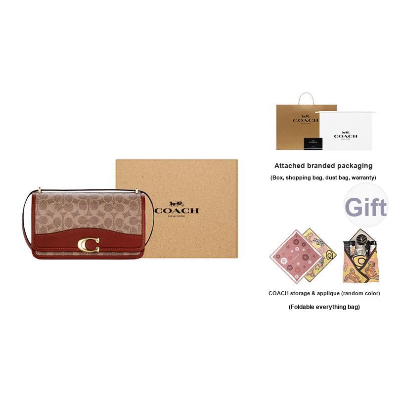 New COACH PVC Crossbody Bag Shoulder Bag Medium Size Women's Red Brown CQ668-B4NQ4