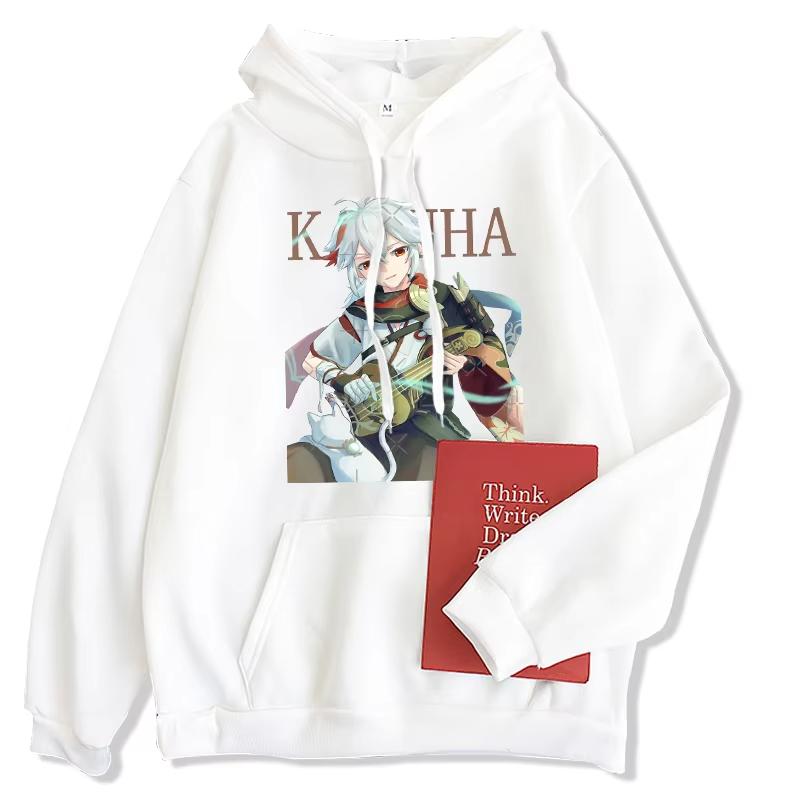 Anime Game Genshin Impact Hoodie Kaedehara Kazuha Manga Aesthetics Printed Unisex Oversized Black Streetwear Hooded Sweatshirts