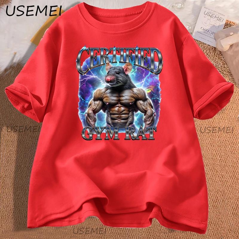 Certified Gym Rat Tshirt Funny Vintage 90s Style T Shirt Unisex Gym Graphic Tee Gym Lovers Gift Funny Short Sleeve Clothes S