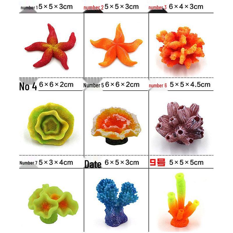 Coral Reef Marine Fish Tank Decoration Set: Starfish and Coral Resin Ornaments