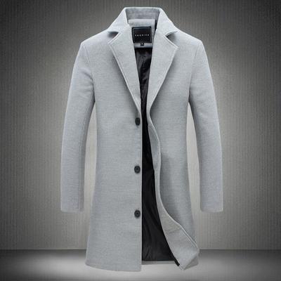Casaco masculino de lapela fina, cor sólida, primavera e outono, comprimento médio, trespassado