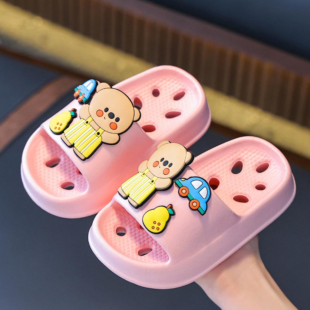 Kids Summer Bathroom Slippers Non Slip Quick Dry Hollow Out Indoor Home Bath Sandals For Boys Girls Toddler