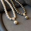 Copper Micro-Inlaid Zircon Water Drop Glass Pearl Necklace Autumn And Winter Sweater Chain Light Luxury Niche Design Clavicle Chain