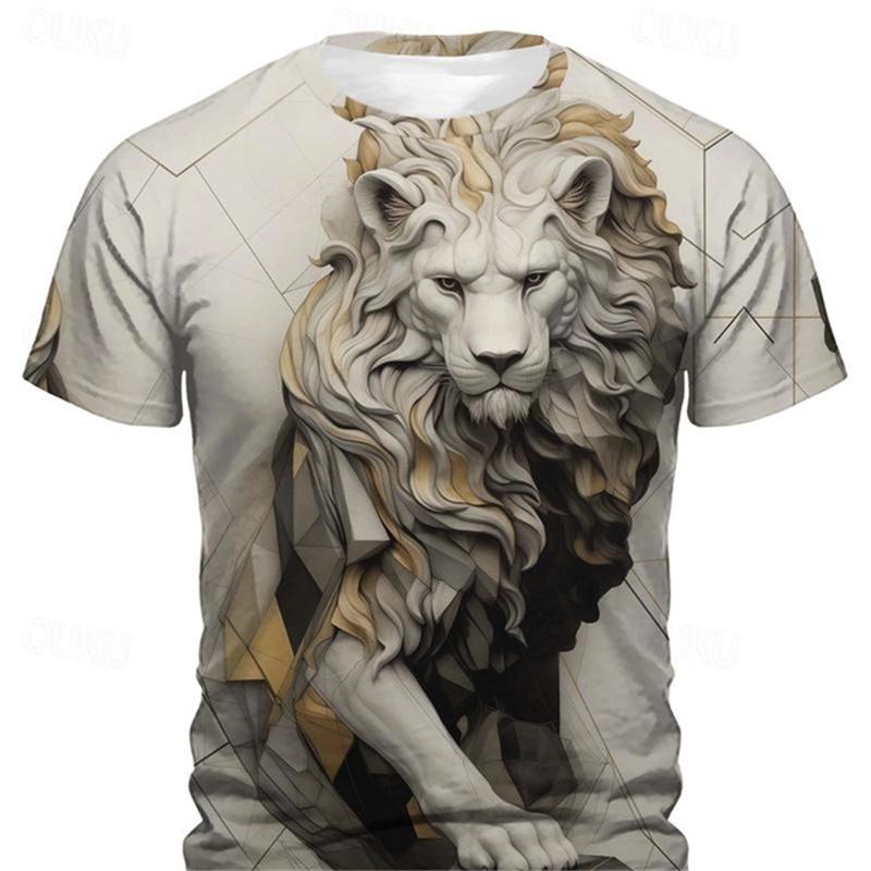 

Мужские повседневные футболки с графикой льва, напечатанной в 3D, для улицы, с коротким рукавом, в стиле ретро-спорт 6XL