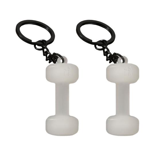 

2Pcs Keychain Pendant Zinc Alloy Texture Dumbbell Charm Lightweight Portable Key Holder Backpack Bag