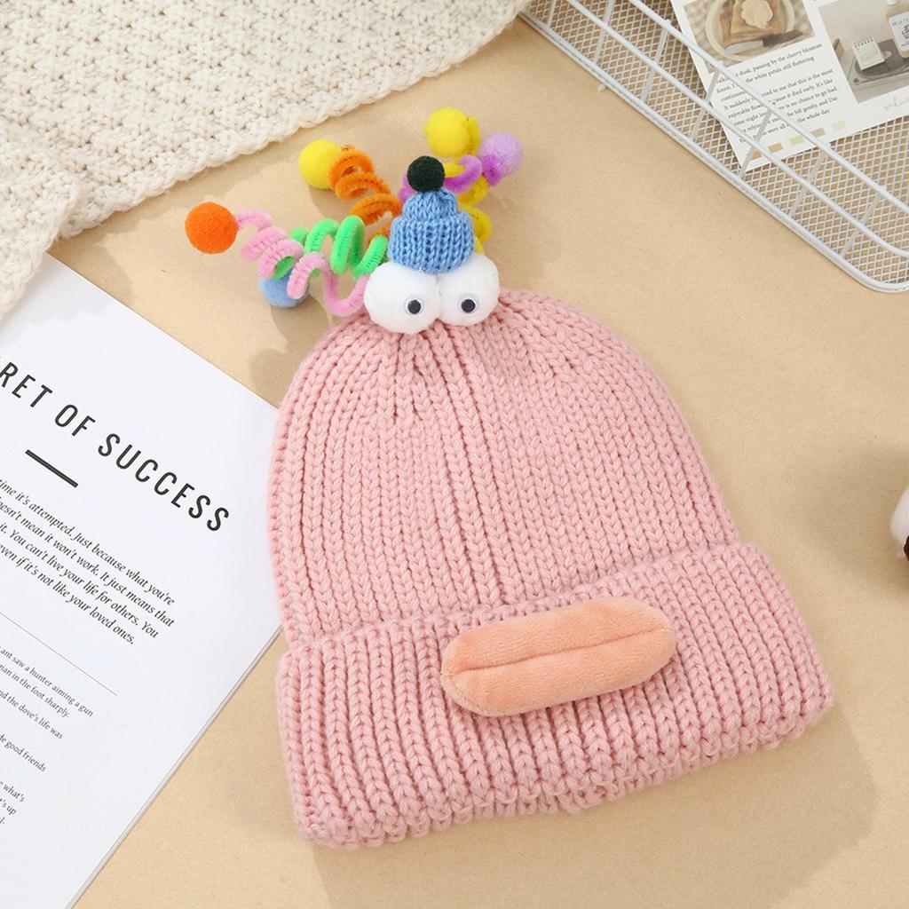 Damenmütze Lustige Cartoon Wurstmaul Wollmütze Gestrickte Ohrenschützmütze Winter Warm Niedlich Großer Kopf Niedliche Lustige Mütze