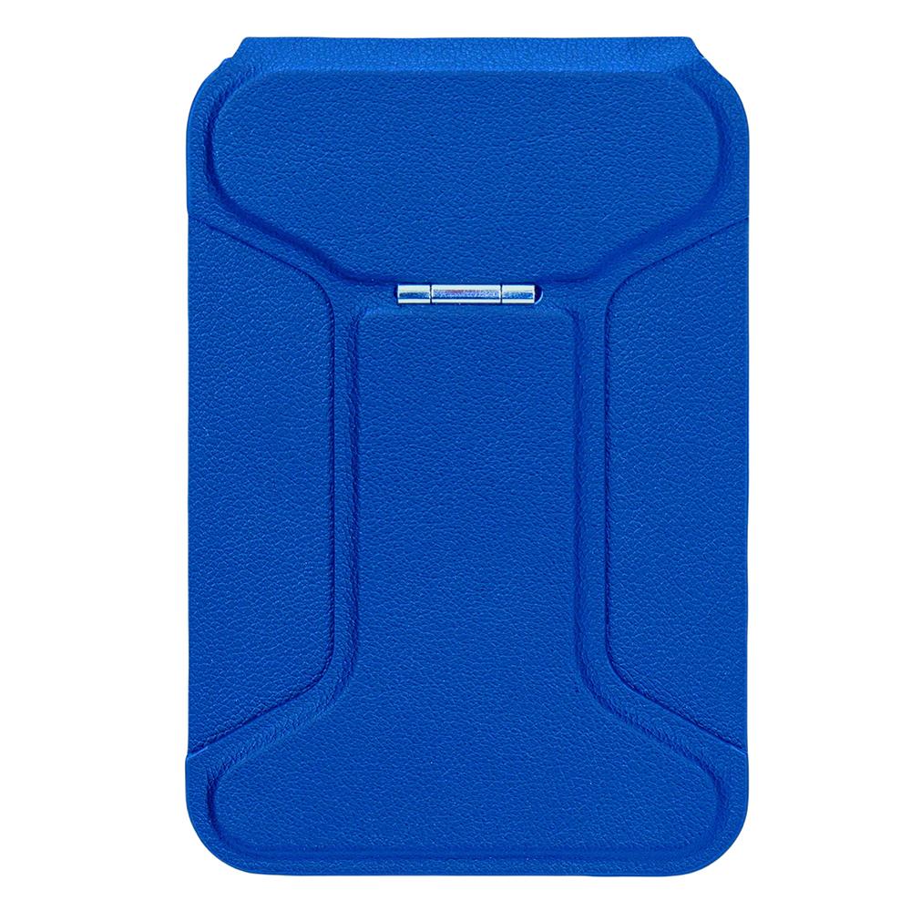 

I-Type Kickstand Magnetic Adjustable Angle Metal + PU Leather Handheld Phone Holder Stand Blue