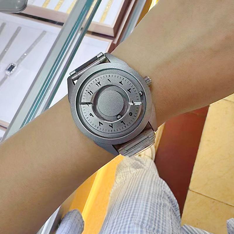 Personalized creative cool magnetic ball suspension man watches Arabic circular dial quartz watches relojes para hombre