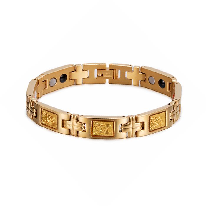 Vinterly Lucky Magnetic Bracelet Men Wrist Band Gold-color Foil Guanyin Bodhisattva Buddha Germanium Jewelry for Women Male