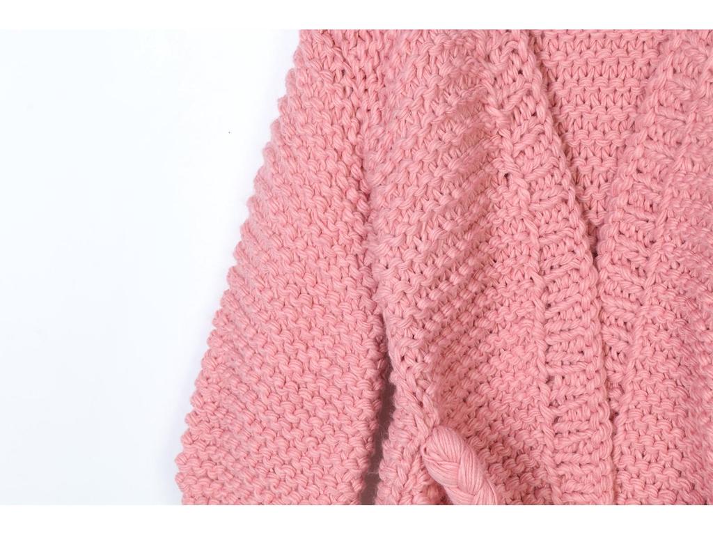 Women's European & American Style Lantern Sleeve Tassel Cardigan - Handmade, Thick, and Cozy for Fall & Winter