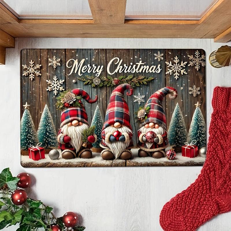 1pc Three Santa Claus Doormats Festive Floor Mat Living Room Rug For Bedroom Welcome Mat Outdoor Rug Christmas Rug