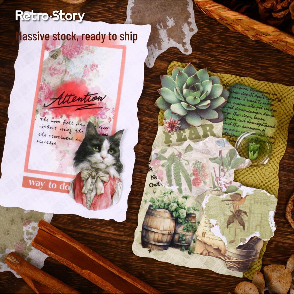 Retro Story Color Halo Planner: 20 Sheets of Decorative Flower Material Stickers