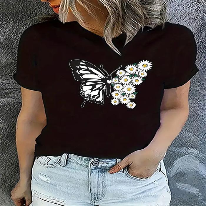 Summer hot sale new printed crew neck large size short-sleeved T-shirt top