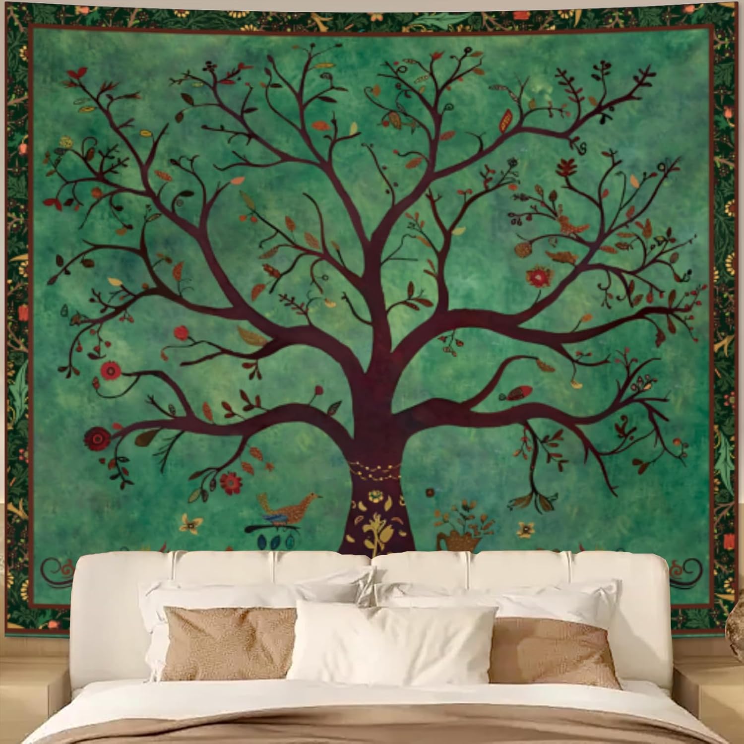 Green Tree of Life Vinyl Tapestry 75x100