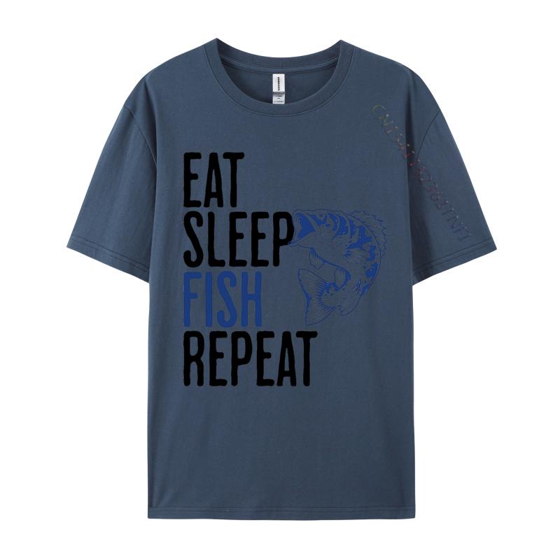 Eat Sleep Fish Repeat Tshirt Fashionable Men Tops T Shirt Rife T Shirts Graphic T Shirts 100 Cotton Black 3XL