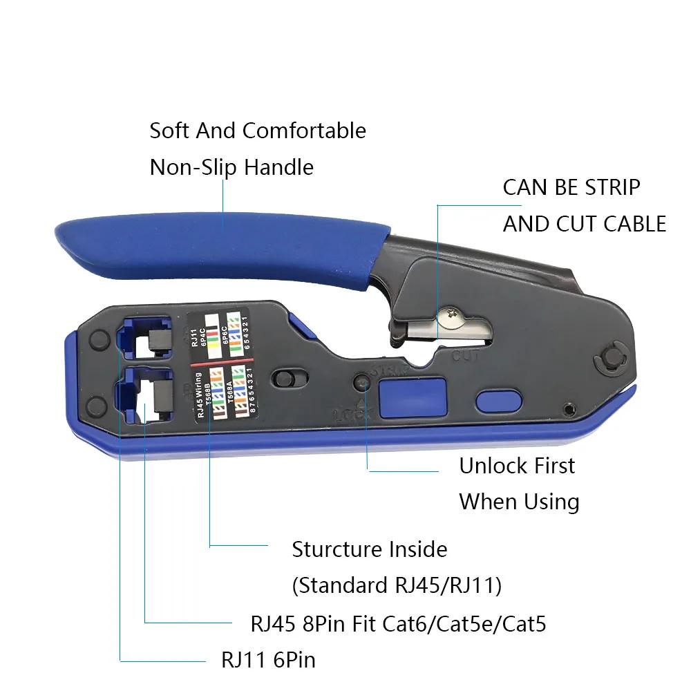 Rj45 Tool Network Crimper Cable Stripping Plier Stripper For Rj45 Cat6 Cat5E Cat5 Rj11 Rj12 Connector