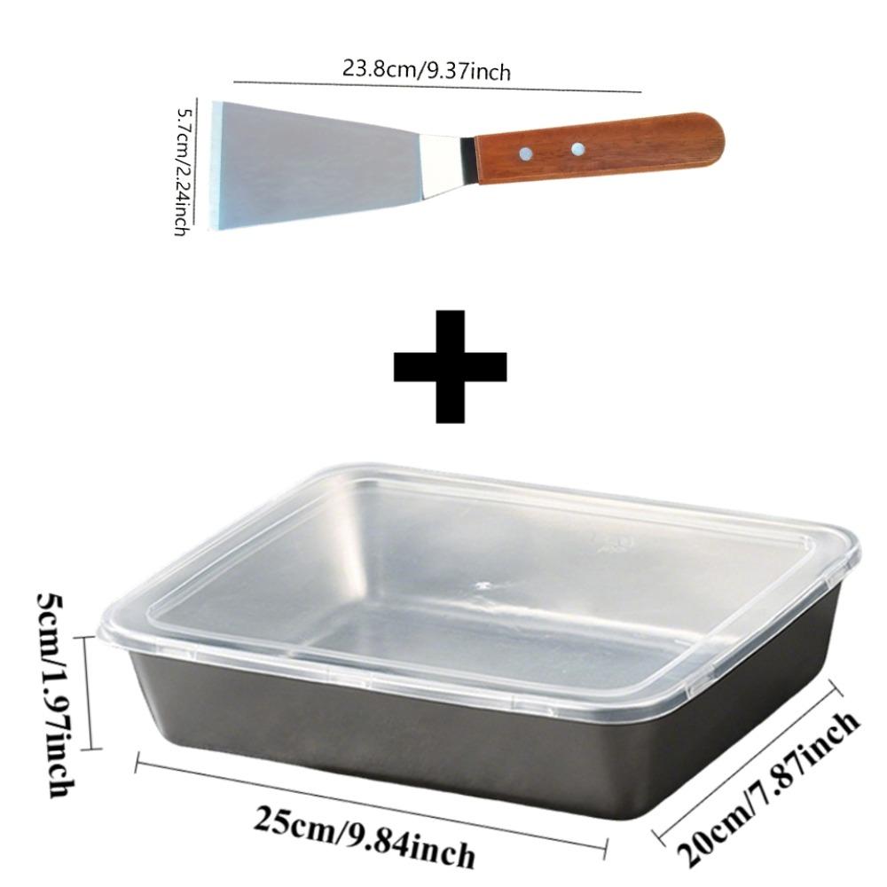 

2-Piece Stainless Steel Spatula Set with Hardwood Handle & Cake Pan, Large Utensil for Baking Cooking Kitchen