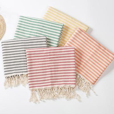 Maßgeschneidertes 100% Baumwolle Hamam Strandtuch Gestreift Türkische Quaste Bedruckt Erwachsenen Sportlogo Bad Schwimmen Reise Schnelltrocknend Ganzjahres