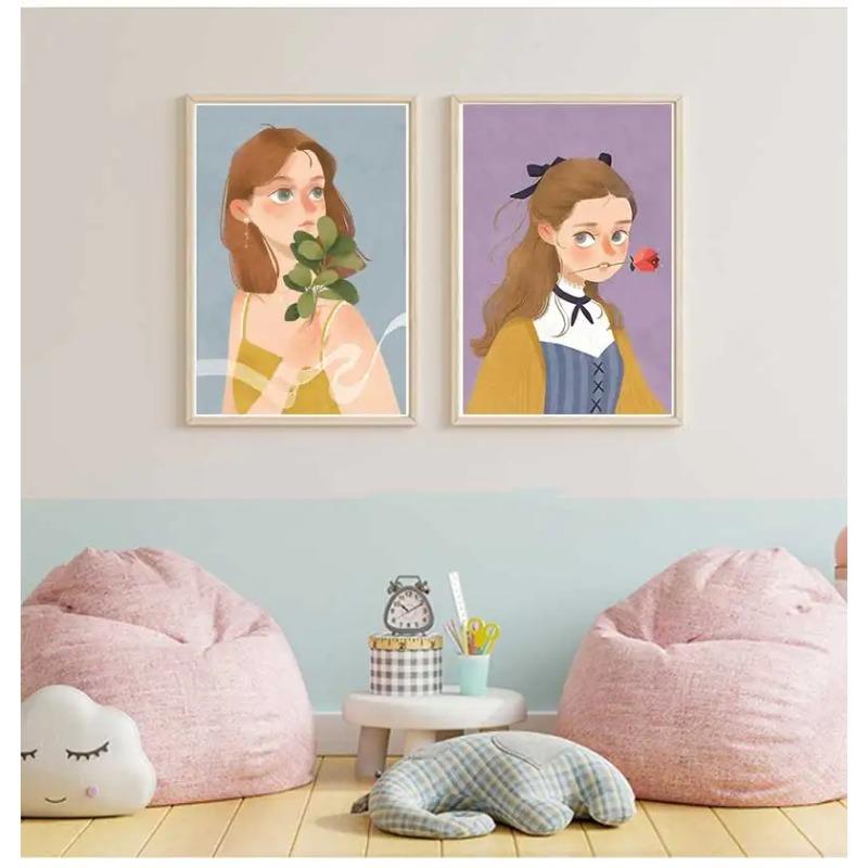 Anime Girl Prints Posters Lovely Pink Girly Style Canvas Painting Girls Room Interior Minimalist Boho Home Decor Birthday Gift